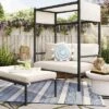 Ryegate 2pc 4' Mini Patio Daybed With Ottoman Weathered Teak - Threshold™ -West Elm GUEST 0125492a 4149 4574 a743 f01bf04d3456