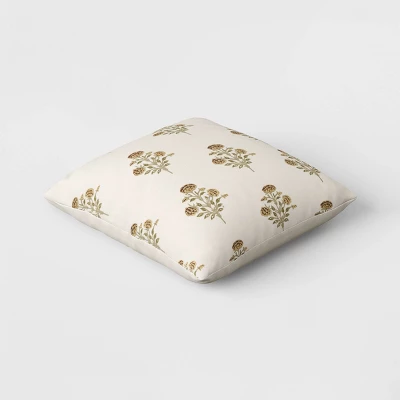 Block Print Floral Square Throw Pillow - Threshold™ 4 Block Print Floral Square Throw Pillow - Threshold™ - Image 2