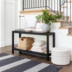Console Table With Woven Rattan Shelf Black - Threshold™ Designed With Studio McGee 19 Console Table With Woven Rattan Shelf Black - Threshold™ Designed With Studio McGee -West Elm GUEST 5cacba25 9de0 4a9b 86d8 dd94f14308e1