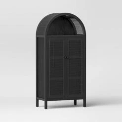 Woven Arched Wood Cabinet - Threshold™ 18 Woven Arched Wood Cabinet - Threshold™ -West Elm GUEST 71d7b8e7 0b8a 4c88 af3c ece9ad48100b
