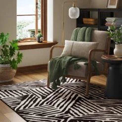Abstract Lines Rug Black/Tan - Threshold™